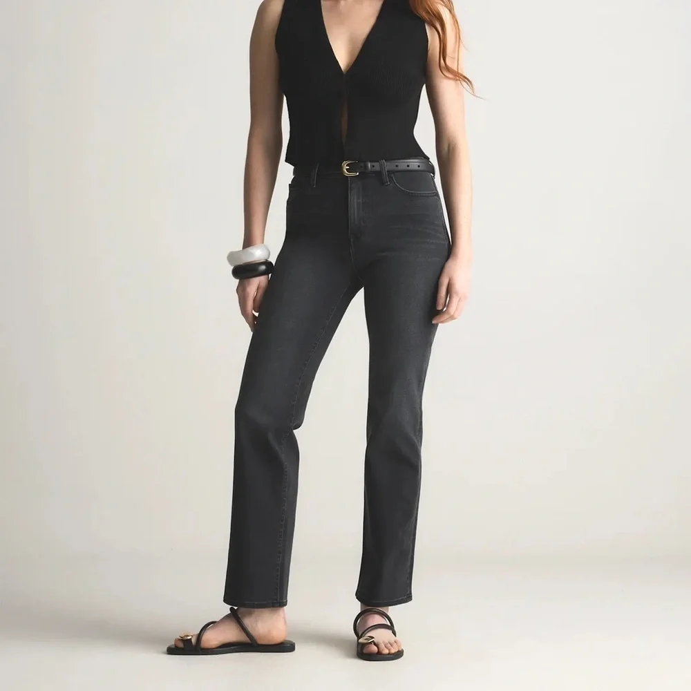 NWT Quince Bella Stretch Straight Jeans Faded Black